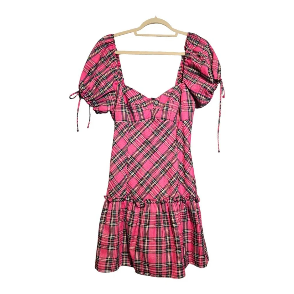 AMANDA UPRICHARD Pink Plaid Mini Dress M - Picture 5 of 7